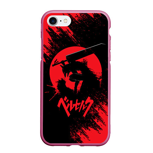 Чехол iPhone 7/8 матовый BERSERK red краска / 3D-Малиновый – фото 1