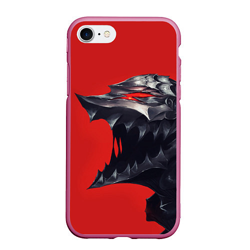 Чехол iPhone 7/8 матовый BERSERK маска аниме / 3D-Малиновый – фото 1