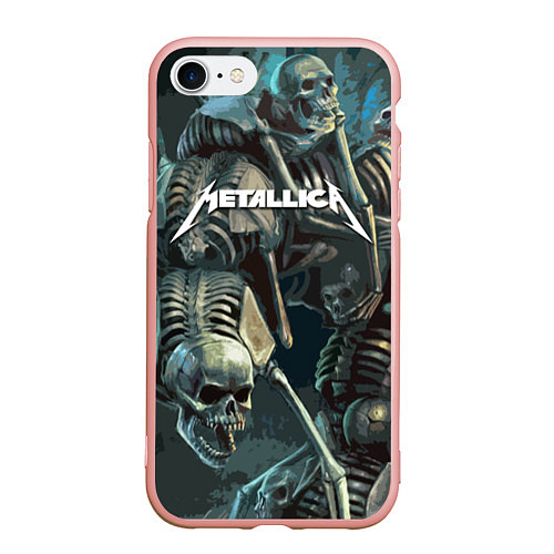 Чехол iPhone 7/8 матовый Metallica Metal Skull / 3D-Светло-розовый – фото 1
