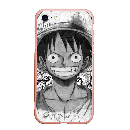 Чехол iPhone 7/8 матовый Луфи улыбается one piece / 3D-Светло-розовый – фото 1