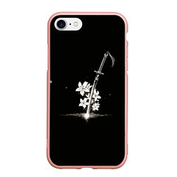 Чехол iPhone 7/8 матовый Nier - Sword and Flowers, цвет: 3D-светло-розовый