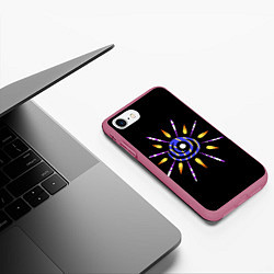Чехол iPhone 7/8 матовый Спираль с лучами, цвет: 3D-малиновый — фото 2