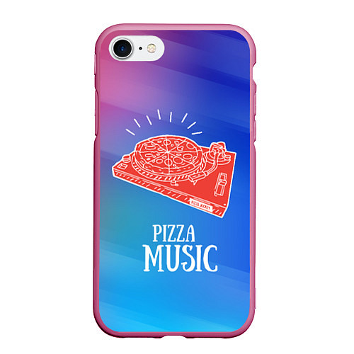 Чехол iPhone 7/8 матовый PIZZA MUSIC / 3D-Малиновый – фото 1