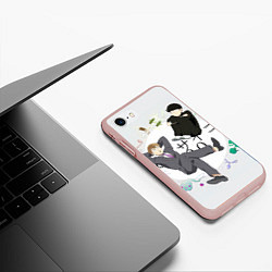 Чехол iPhone 7/8 матовый Моб и учитель Рейген Аратака, цвет: 3D-светло-розовый — фото 2