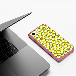 Чехол iPhone 7/8 матовый Смайлики в Масках, цвет: 3D-малиновый — фото 2