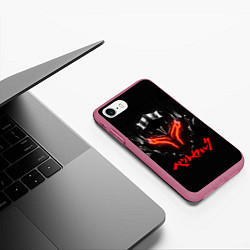 Чехол iPhone 7/8 матовый Берсерк - меч за спиной, цвет: 3D-малиновый — фото 2