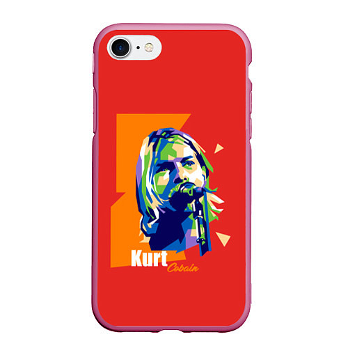 Чехол iPhone 7/8 матовый Kurt Cobain / 3D-Малиновый – фото 1