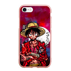 Чехол iPhone 7/8 матовый Луффи One Piece Большой куш, цвет: 3D-светло-розовый