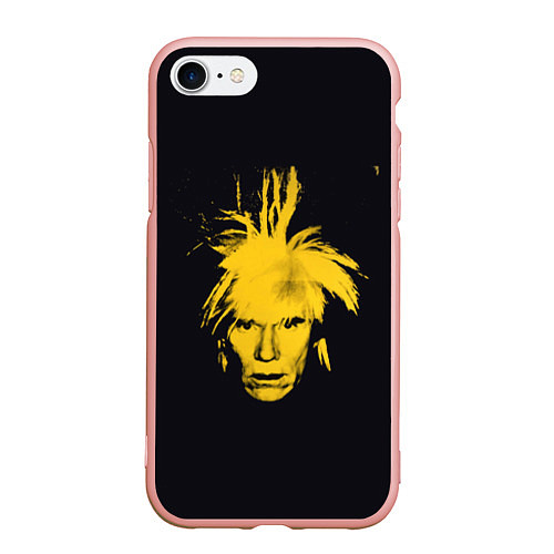 Чехол iPhone 7/8 матовый Желтое лицо Энди Уорхол / 3D-Светло-розовый – фото 1