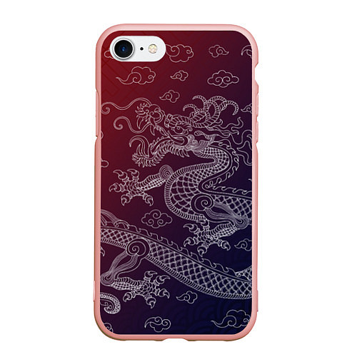 Чехол iPhone 7/8 матовый Традиционный китайский дракон / 3D-Светло-розовый – фото 1