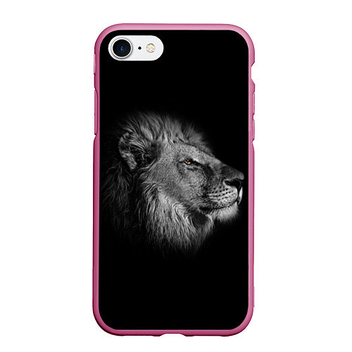 Чехол iPhone 7/8 матовый Гордый лев / 3D-Малиновый – фото 1