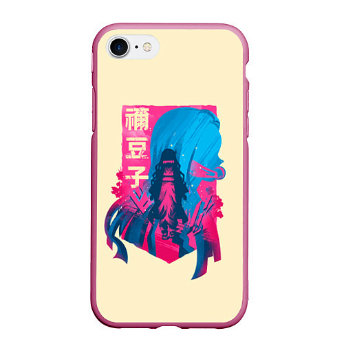 Чехол iPhone 7/8 матовый Nezuko Neon / 3D-Малиновый – фото 1