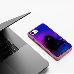 Чехол iPhone 7/8 матовый КОСМО КОТ SPACE CAT Z, цвет: 3D-малиновый — фото 2