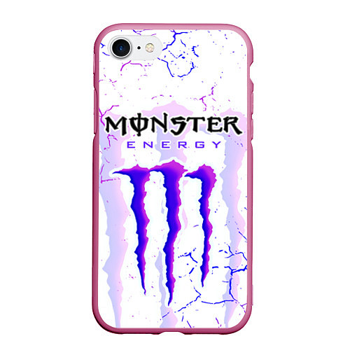 Чехол iPhone 7/8 матовый MONSTER ENERGY МОНСТЕР / 3D-Малиновый – фото 1