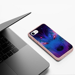 Чехол iPhone 7/8 матовый Космо Волк, цвет: 3D-светло-розовый — фото 2