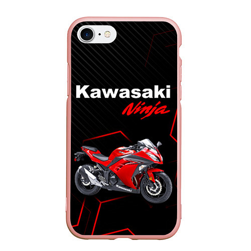 Чехол iPhone 7/8 матовый KAWASAKI NINJA КАВАСАКИ / 3D-Светло-розовый – фото 1