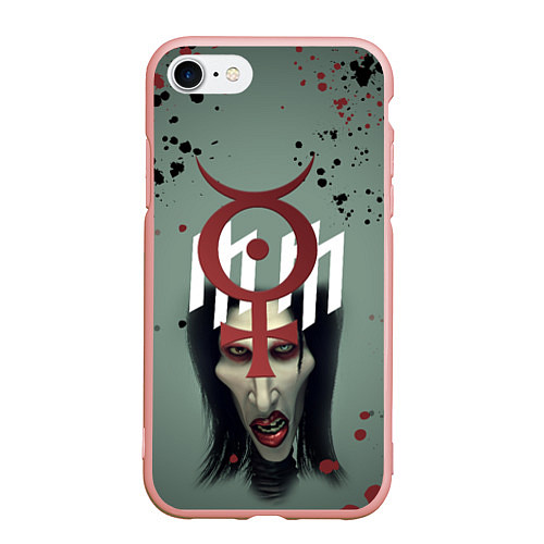 Чехол iPhone 7/8 матовый Marilyn Manson Мерилин Мэнсон Z / 3D-Светло-розовый – фото 1