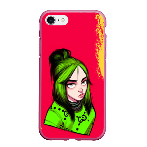 Чехол iPhone 7/8 матовый BILLIE EILISH БИЛЛИ АЙЛИШ Z / 3D-Малиновый – фото 1