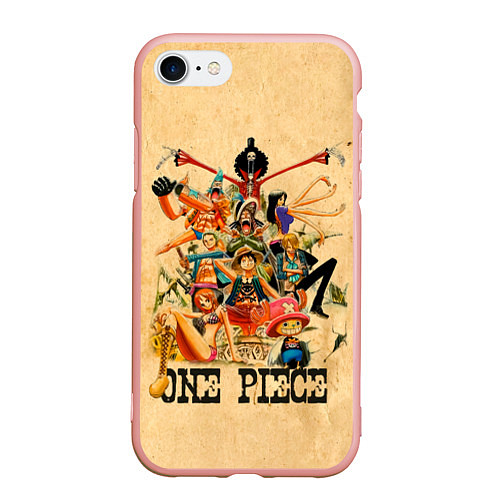 Чехол iPhone 7/8 матовый One Piece пираты Соломенной Шляпы / 3D-Светло-розовый – фото 1