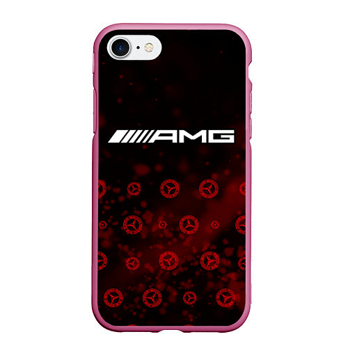 Чехол iPhone 7/8 матовый Mercedes AMG - Particles Pattern / 3D-Малиновый – фото 1