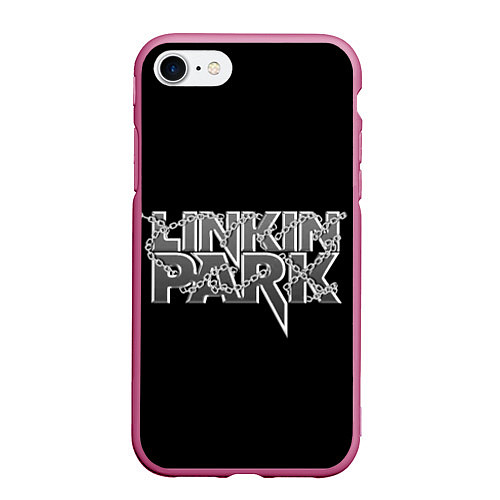 Чехол iPhone 7/8 матовый Линкин парк в цепях / 3D-Малиновый – фото 1