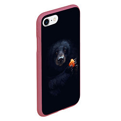 Чехол iPhone 7/8 матовый Медведь, цвет: 3D-малиновый — фото 2
