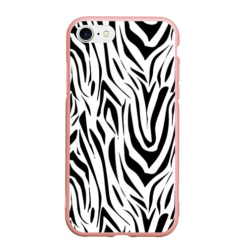 Чехол iPhone 7/8 матовый Черно-белая зебра / 3D-Светло-розовый – фото 1