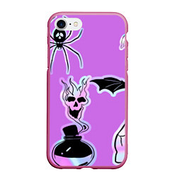 Чехол iPhone 7/8 матовый Зелье смерти,паук-Holographica, цвет: 3D-малиновый