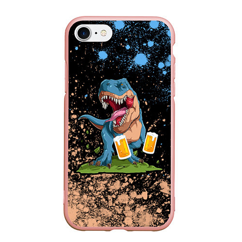 Чехол iPhone 7/8 матовый Пивозавр - Краска / 3D-Светло-розовый – фото 1