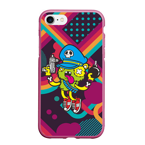 Чехол iPhone 7/8 матовый Crazy Bomberman / 3D-Малиновый – фото 1