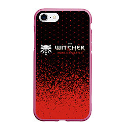 Чехол iPhone 7/8 матовый Ведьмак: Охотник на Монстров - Краска, цвет: 3D-малиновый