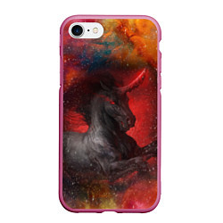 Чехол iPhone 7/8 матовый Единорог Unicorn Z, цвет: 3D-малиновый