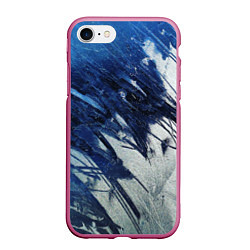 Чехол iPhone 7/8 матовый Серо-синее абстрактное, цвет: 3D-малиновый