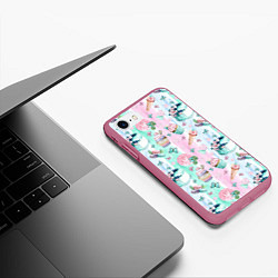 Чехол iPhone 7/8 матовый Сладости и бабочки Акварель, цвет: 3D-малиновый — фото 2