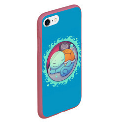 Чехол iPhone 7/8 матовый Сквиртл спит, цвет: 3D-малиновый — фото 2