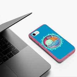 Чехол iPhone 7/8 матовый Сквиртл спит, цвет: 3D-малиновый — фото 2
