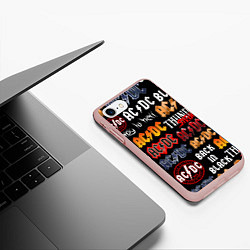 Чехол iPhone 7/8 матовый AC DC LOGOBOMBING, цвет: 3D-светло-розовый — фото 2