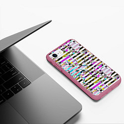 Чехол iPhone 7/8 матовый Полосатый абстрактный узор, цвет: 3D-малиновый — фото 2