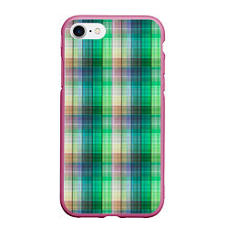 Чехол iPhone 7/8 матовый Зеленый клетчатый узор, цвет: 3D-малиновый