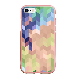 Чехол iPhone 7/8 матовый Абстрактный бежево-синий узор, цвет: 3D-светло-розовый