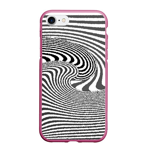 Чехол iPhone 7/8 матовый Черно белый мозаичный узор / 3D-Малиновый – фото 1