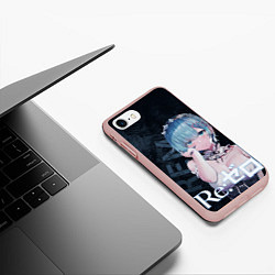Чехол iPhone 7/8 матовый Рем Re:Zero, цвет: 3D-светло-розовый — фото 2