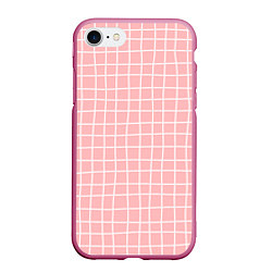 Чехол iPhone 7/8 матовый Клетка волнистая, цвет: 3D-малиновый