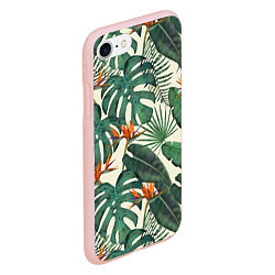 Чехол iPhone 7/8 матовый Тропический паттерн, цвет: 3D-светло-розовый — фото 2