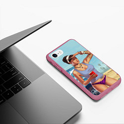 Чехол iPhone 7/8 матовый Girl with coffee, цвет: 3D-малиновый — фото 2