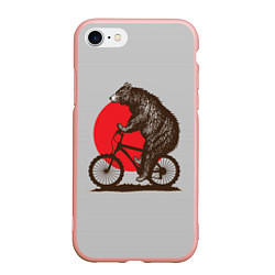 Чехол iPhone 7/8 матовый Медведь на велосиеде, цвет: 3D-светло-розовый