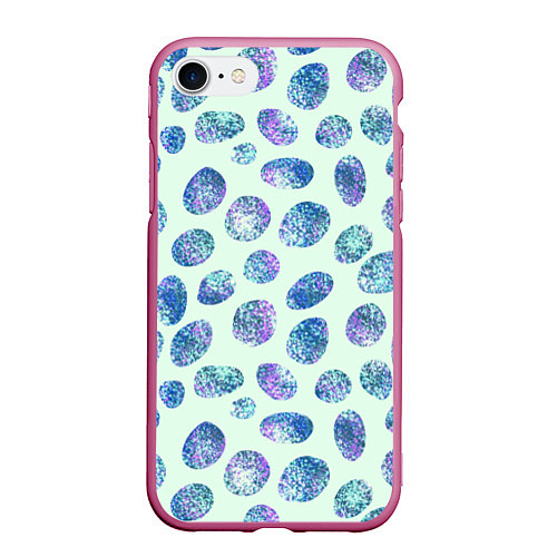 Чехол iPhone 7/8 матовый Драгоценные синие камни / 3D-Малиновый – фото 1