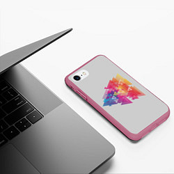 Чехол iPhone 7/8 матовый Цветные треугольники, цвет: 3D-малиновый — фото 2
