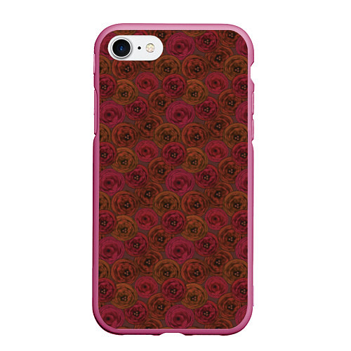 Чехол iPhone 7/8 матовый Цветочный коричневый ретро / 3D-Малиновый – фото 1