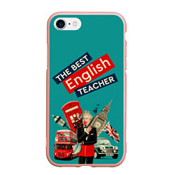 Чехол iPhone 7/8 матовый Лучший учитель английского языка, цвет: 3D-светло-розовый